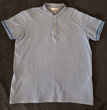 Polo Manches Courtes Bleu Clair & Blanc - L / Celio