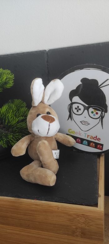 petit doudou peluche lapin blanc marron inspirion gmbh Noir DD003086