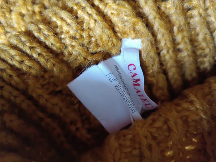Ensemble bonnet + écharpe femme moutarde – grosse maille, comme neuf - photo numéro 3