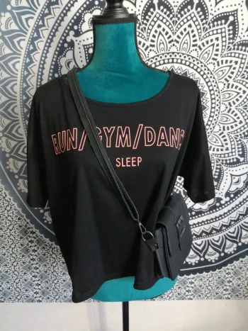 Tee-shirt de sport noir à message / gémo / (M)