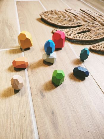 🪨Lot de 9 menhirs pierres multicolores à empiler/superposer en bois 