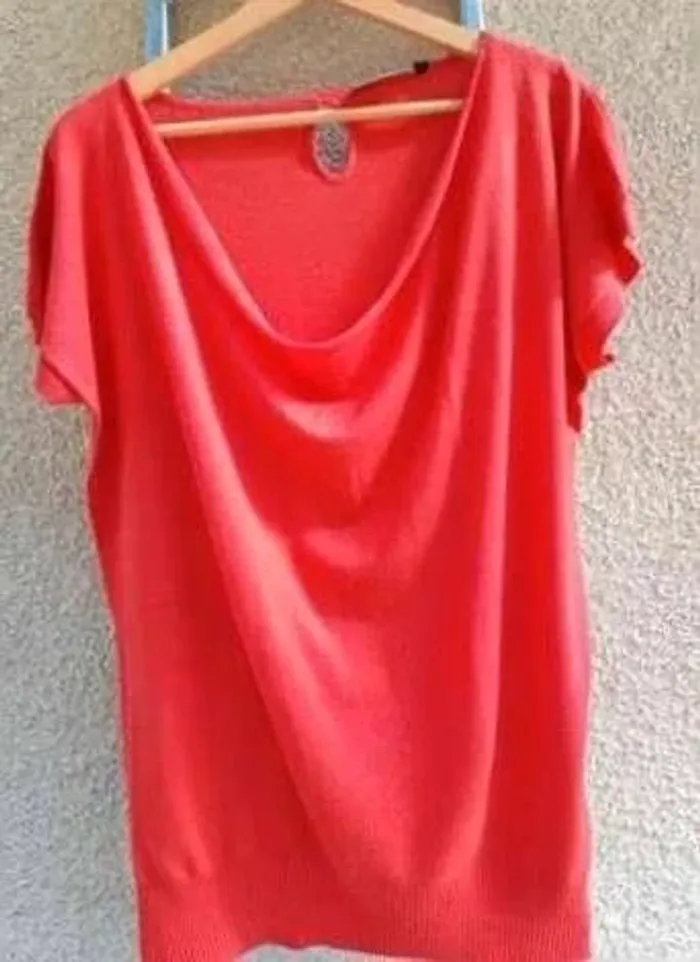 Pull léger corail - Manches courtes - XL