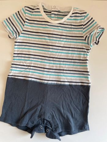 Combi short bébé bleu rayée
