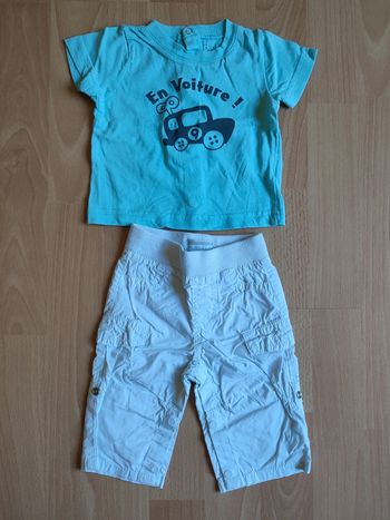 Lot tenue pantalon léger + t-shirt manches courtes Kimbaloo en 1M