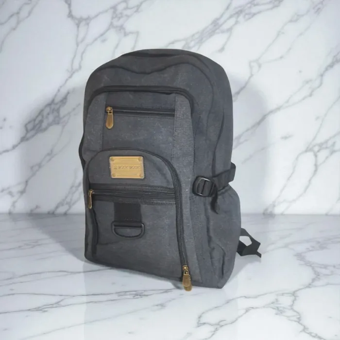 Sac à dos en toile gris foncé multi poches neuf
