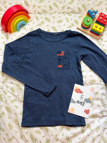 teeshirt manches longues bleu chiné 4 ans