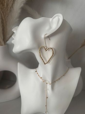 Boucles d’oreilles en acier inoxydable pendant cœur résiste à l’eau