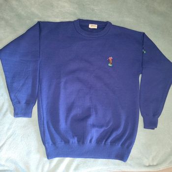 Pull Vintage Golf Broderie Bleu 🧥 Shakespeare Schoolwear - Taille 46 - Made in Ireland