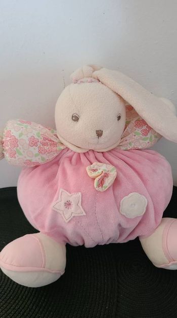 Kaloo Doudou Lapin Boule Collection Lilirose Rose Blanc Etoile Fleur