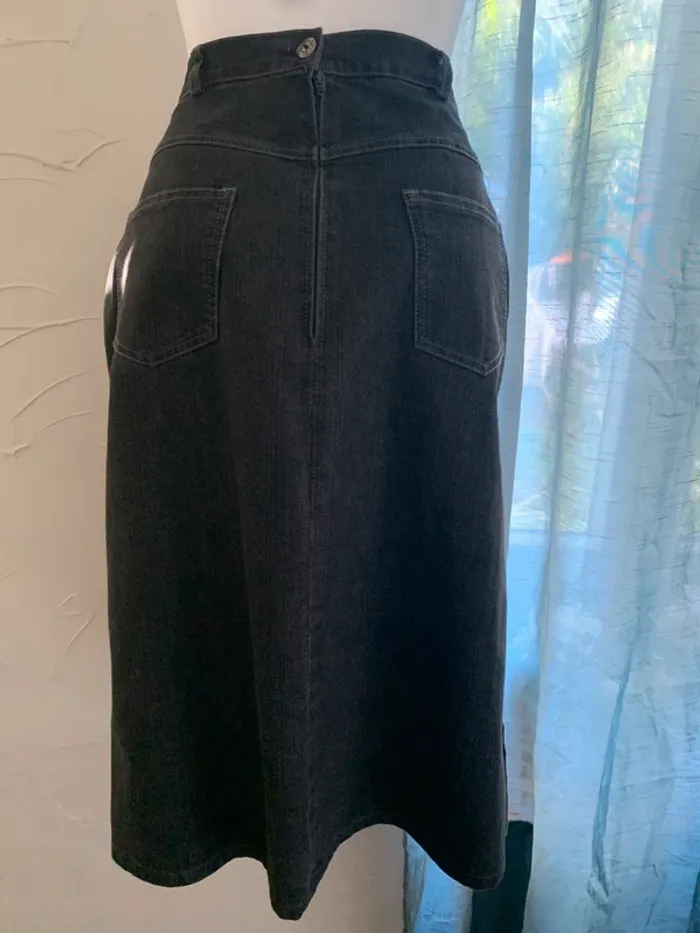 Tailleur Quattro jupe et veste en jean noir gris taille 44 - photo numéro 12