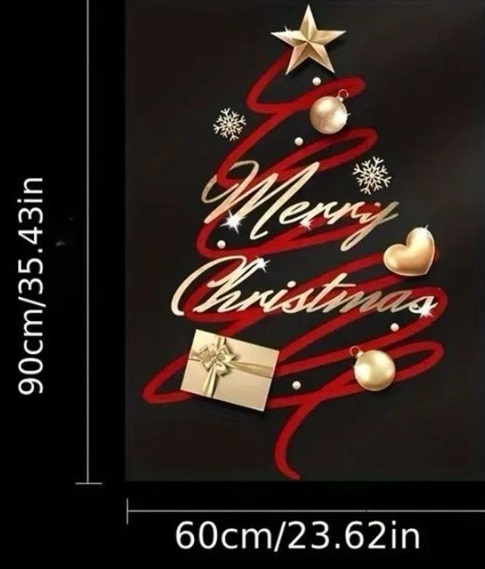 Lot de 2 stickers de fenêtre Sapin rouge doré merry christmas neuf - photo numéro 4