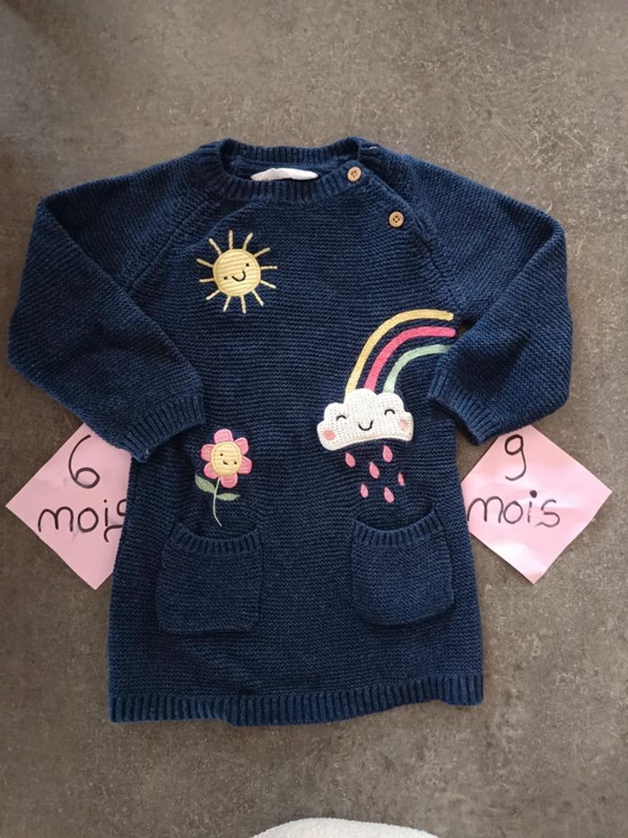 Robe pull marine 6/9 mois