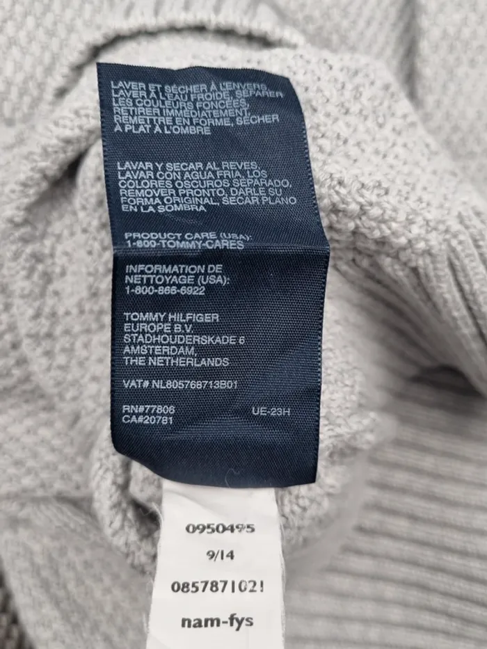 Pull Tommy Hilfiger gris clair torsadé – Taille M Homme (mesures en photos) - photo numéro 9