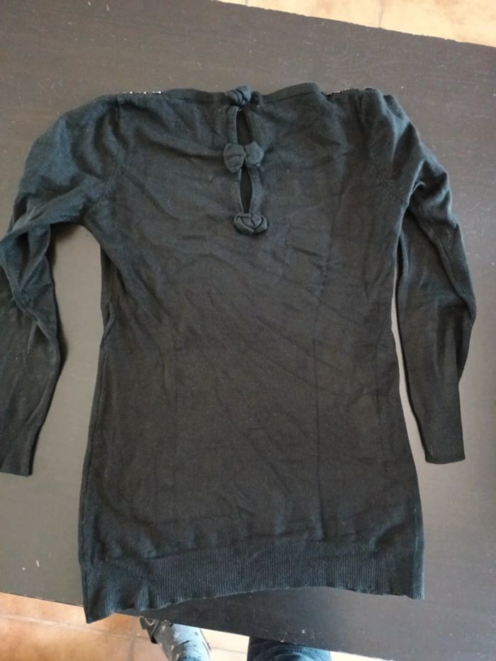 Pull léger noir noeud dans le dos - photo numéro 3