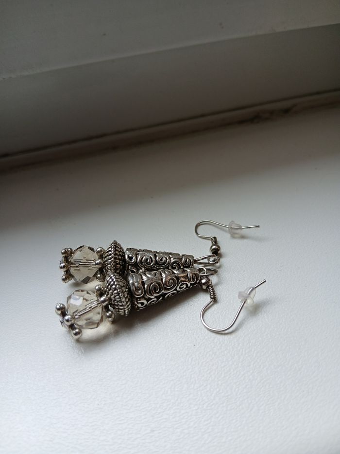 Boucles d'oreilles cristal fumé - photo numéro 2