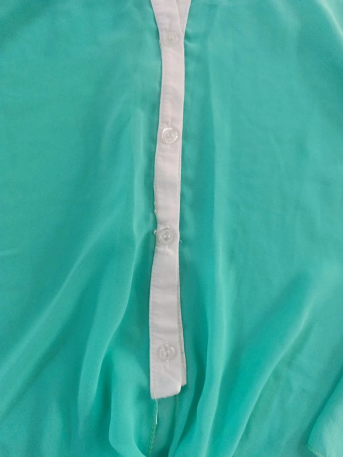 Top chemise nouée verte et blanche - photo numéro 4