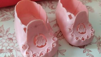 chaussure poupée famosa vintage rose