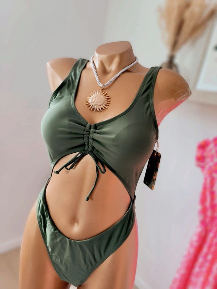 🌿 Maillot de bain sexy une pièce kaki - Taille XL (42) 🌿 - photo numéro 2