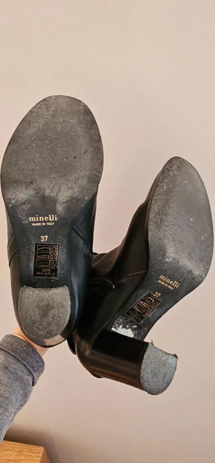 Bottines Minelli cuir cuero noir black 37 - photo numéro 5