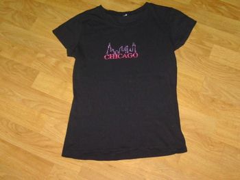 Tee shirt noir "CHICAGO" en perles taille S TBE