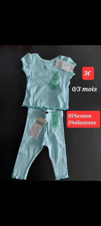 Ensemble bleu clair fille 0/3 mois 