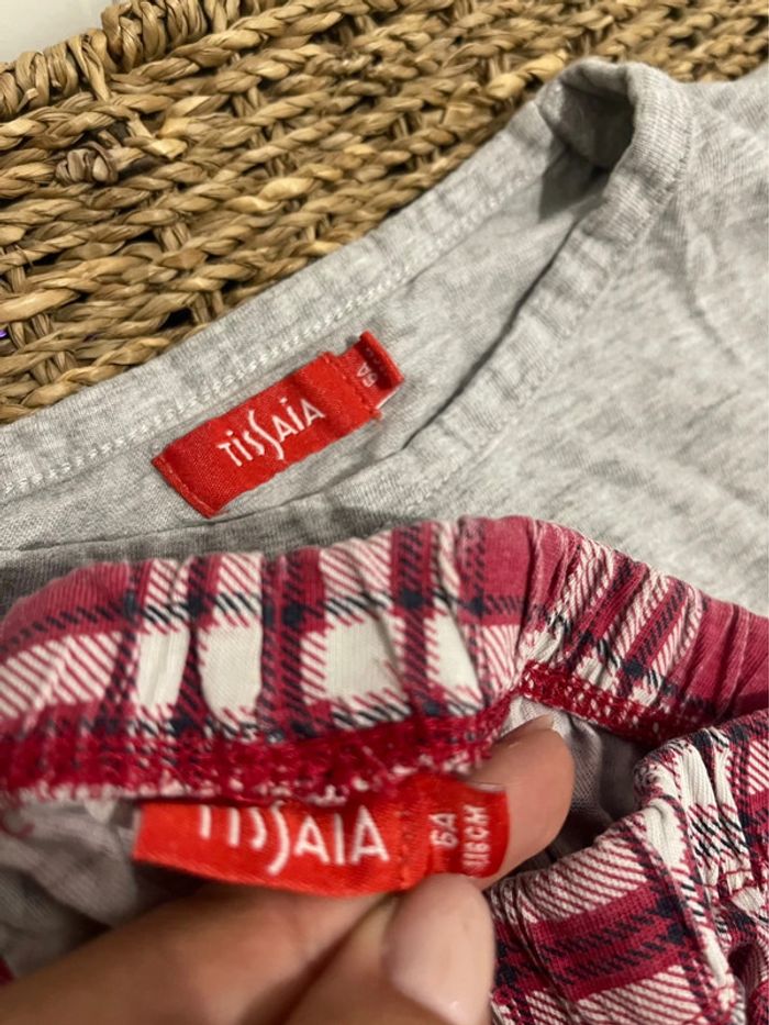 Pyjama Noël léger deux pièces gris et rouge - photo numéro 5