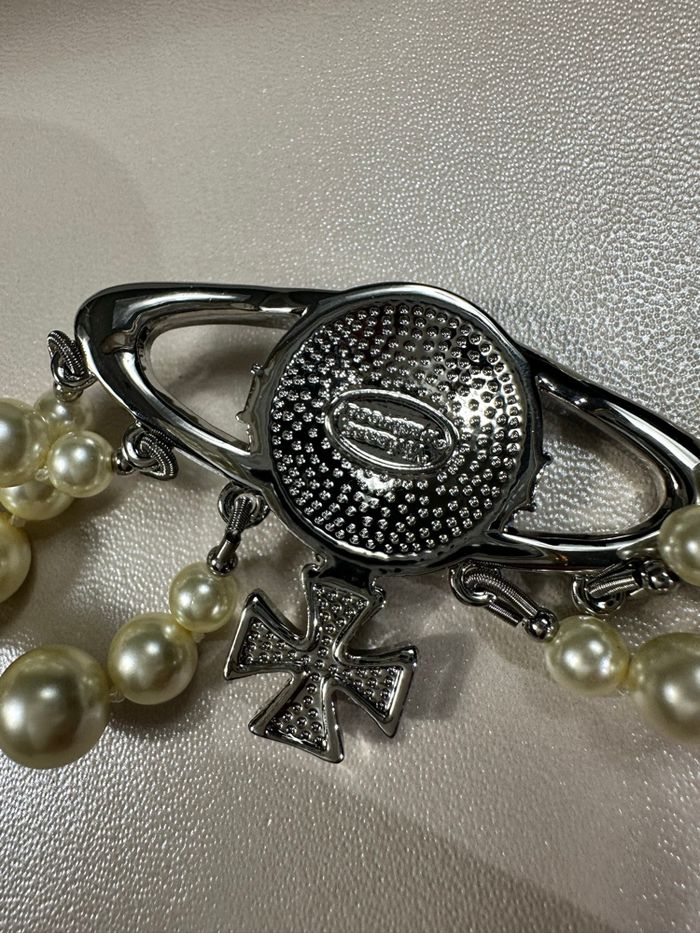 Collier à perles 3 rangs gros orb vivienne Westwood argenté - photo numéro 3