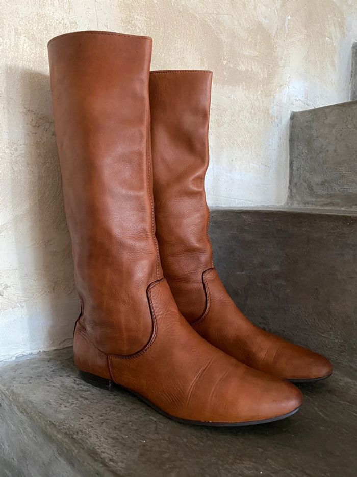Bottes plates marron en cuir 38 - photo numéro 2