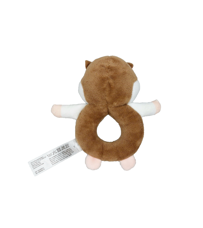 Doudou hochet grelot hamster marron blanc ZEEMAN - photo numéro 2