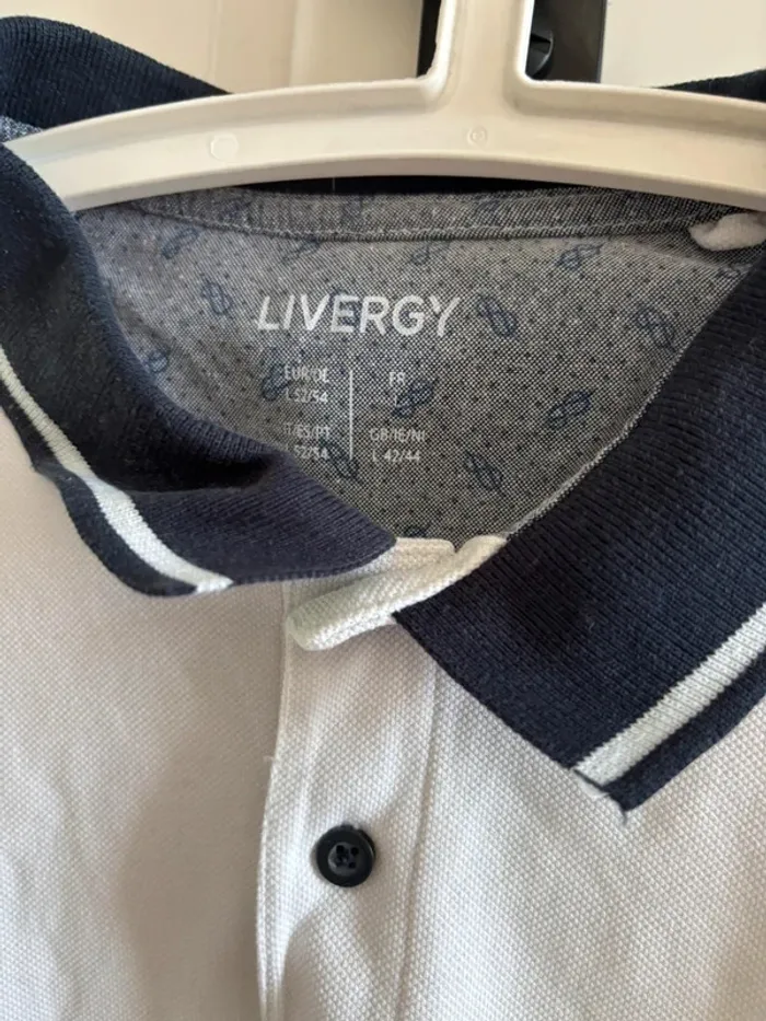 Polo blanc imprimé livergy T.L tbe - photo numéro 2