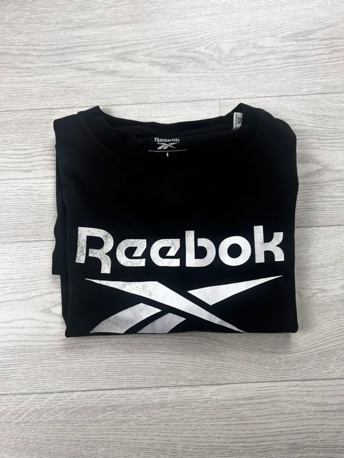 T-shirt Reebok noir homme logo vintage sport training gym casual streetwear L - photo numéro 2