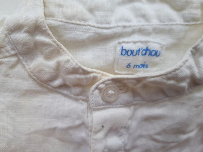 Chemise Bout'chou blanche manche courte 100% lin, bébé 6 mois 67 cm - photo numéro 2