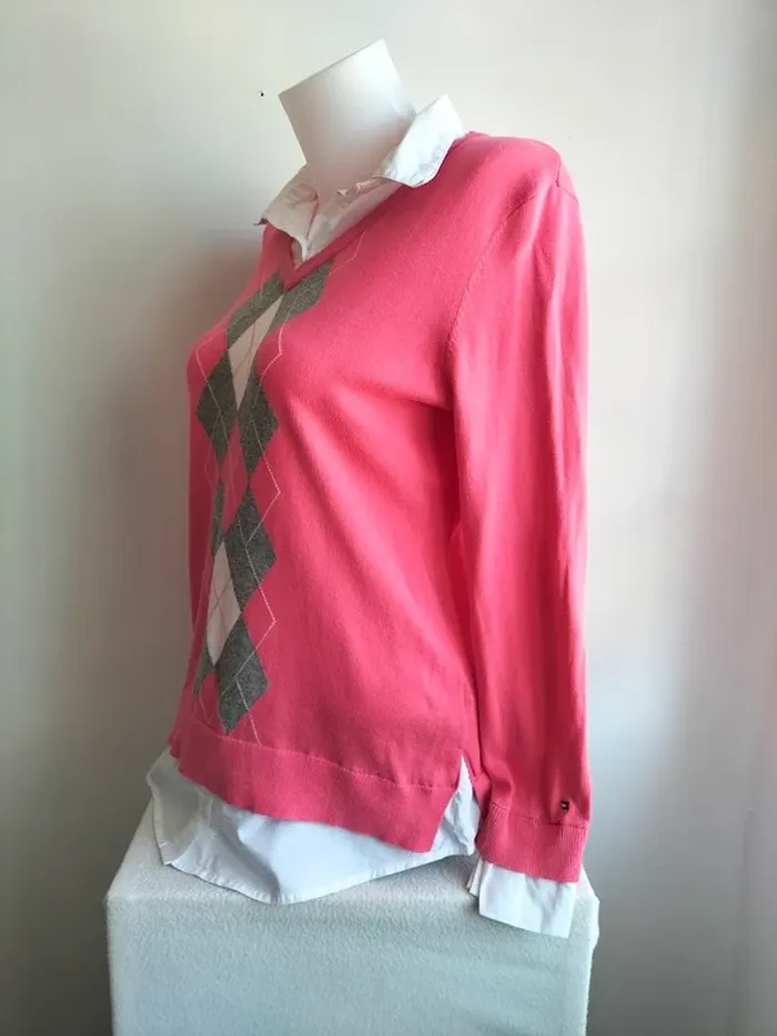 Pull Femmes Col Chemise 100% Coton - Tommy Hilfiger - Taille M - photo numéro 4