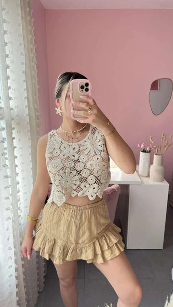 Short jupe en gaz de coton