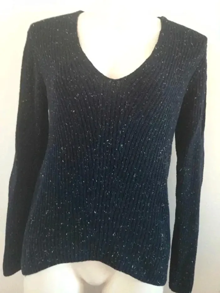 Pull col V en maille manches longues marine 34 Yessica C&A - photo numéro 2