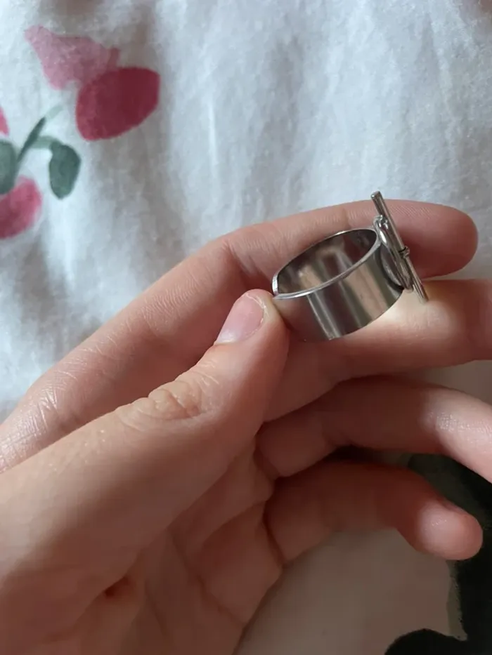 Bague en acier inoxydable argenté ajustable - photo numéro 4