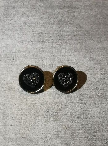 Boucles d'oreilles cœur en strass noirs