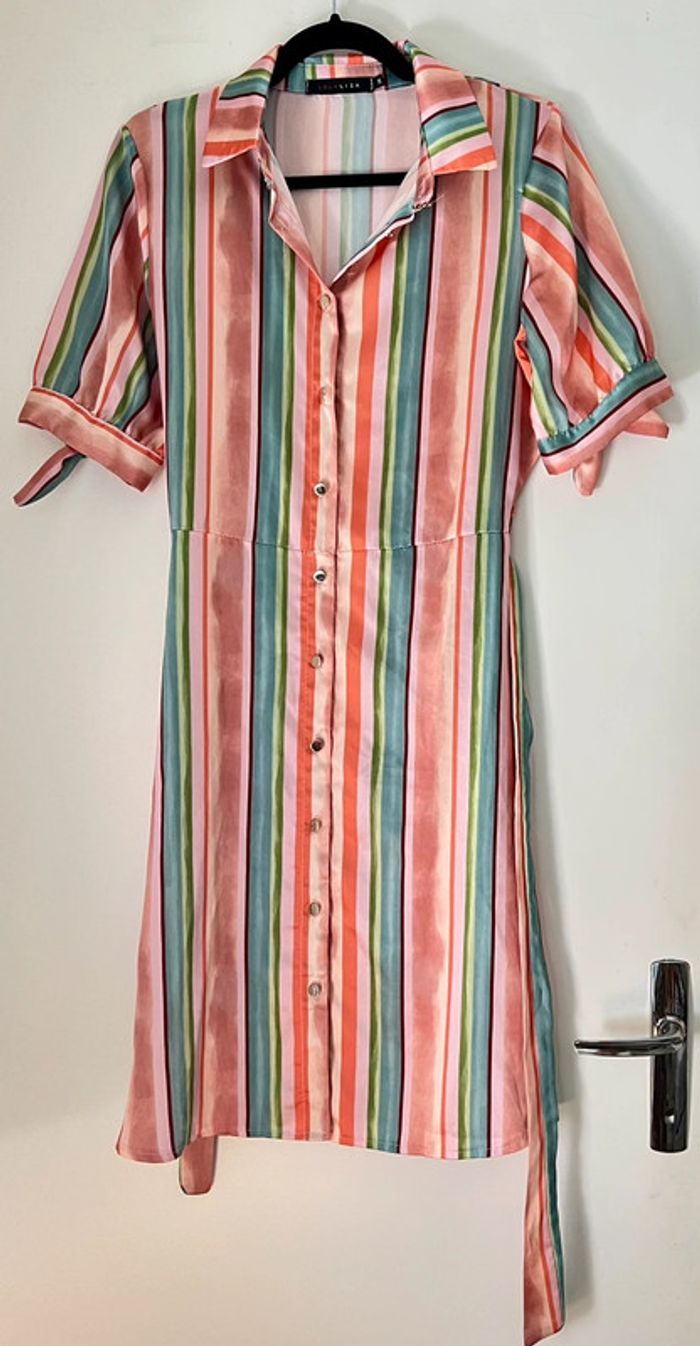 Robe à rayures avec ceinture Taille 38 - photo numéro 2