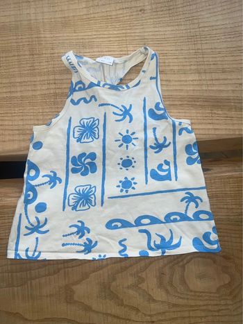 T-shirt débardeur blouse été 6-7 ans 6 7 Zara bleu blanc