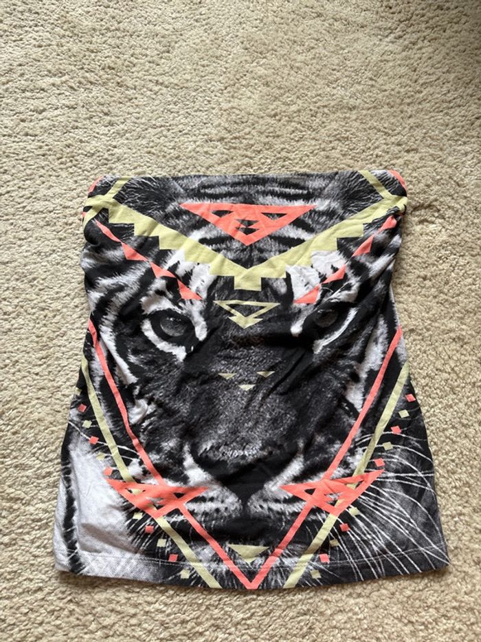 t-shirt bustier sans manche tête de tigre