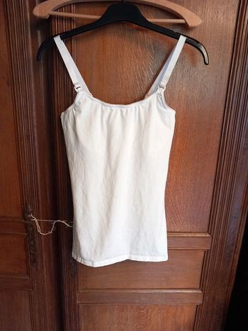 🍓débardeur top bretelles coton T36 blanc