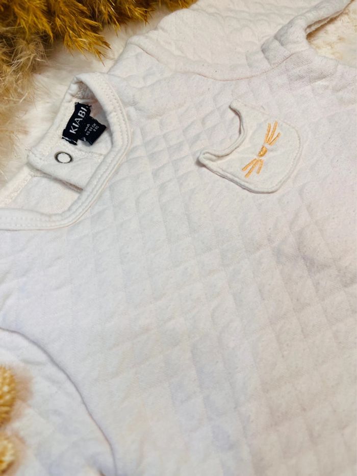 Pyjama molletonné blanc, bébé fille, 3 mois, kiabi, bon état - photo numéro 3