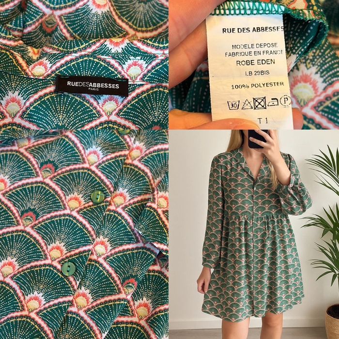 Robe courte motif éventails verts Rue des Abbesses t.36 - photo numéro 6