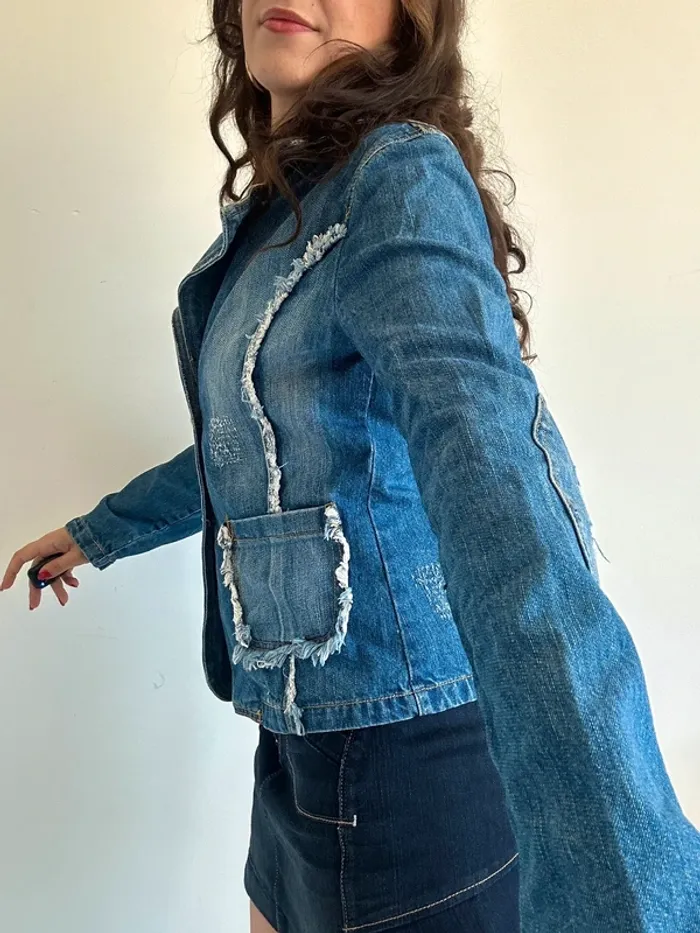 Veste en jean cintrée Y2K vintage années 2000 taille S - photo numéro 7