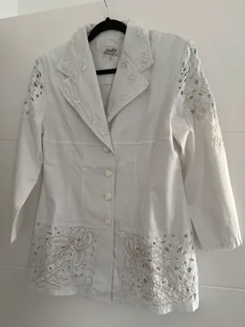 Veste blazer dentelle broderie vestido stretch denim manches vest manteau blouson Giacca jacket