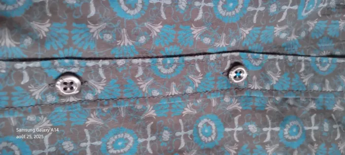 Chemise manches longues en coton longue motif floral bleu marron femme 42/44 esprit - photo numéro 17