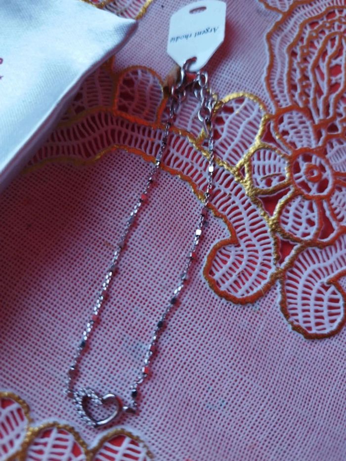 Bracelet en argent 925 forme de coeur neuf - photo numéro 10