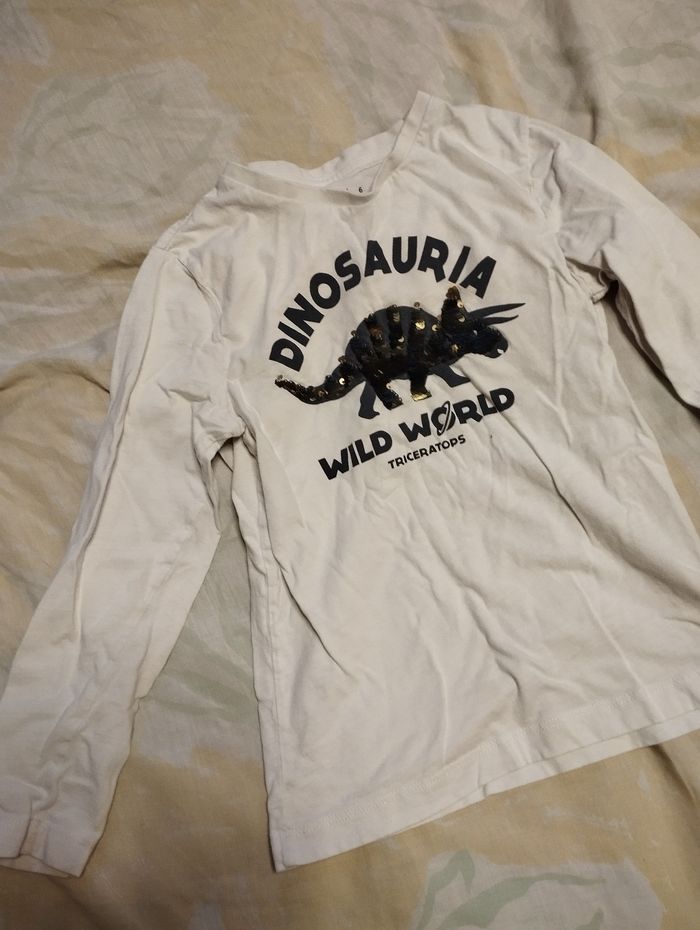 T-shirt manche longue blanc  dino