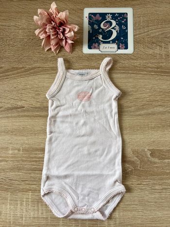 Body rose Petit Bateau 3 mois TBE