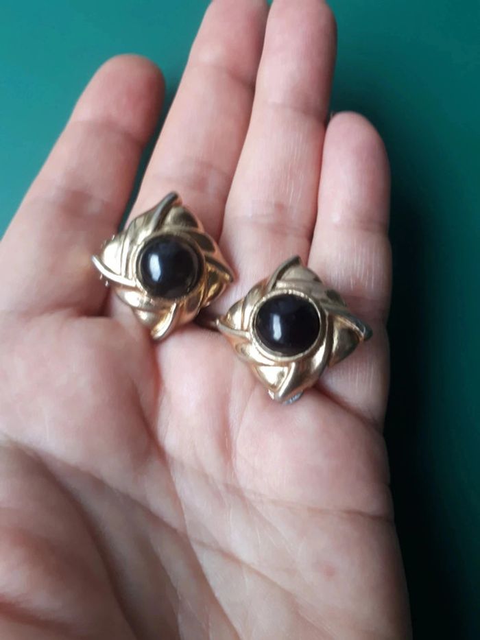 Boucles d'oreilles avec perles agate vintage - photo numéro 3